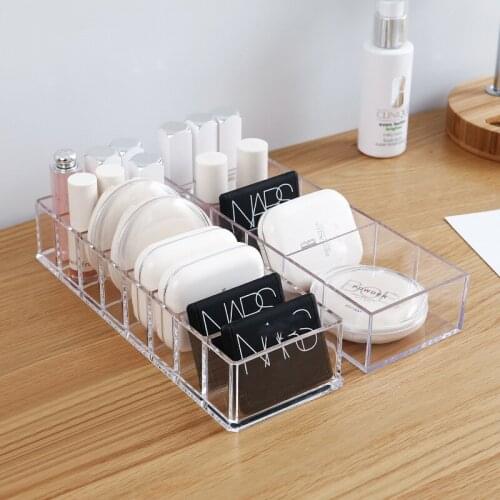 Transparent Desk Makeup Organizer Cosmetic Storage Box Case Brush Lipstick Holder Skin Care Storage Box