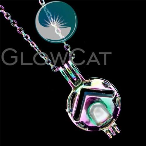 R-C447 Rainbow Colors Round House Beads Cage Pendant Perfume Diffuser Aromatherapy Stone Pearl Cage Locket Necklace