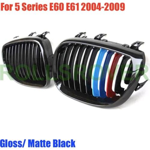 ROLLSROVER Pair of Front Bumper Grille For 5 Series e60 e61 2004-2009 3 Colors Single Strip Car Styling