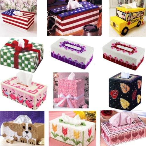 Needlework,DIY Volume tissue boxes ,Has been cut,3D three-dimensional cross stitch ,storage box