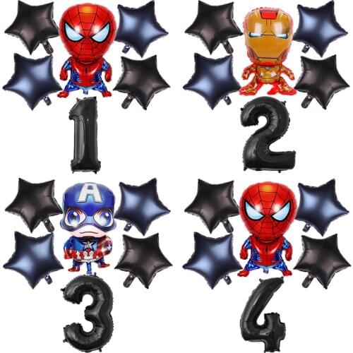 Marvel Spiderman iron Man Foil Balloons Super Hero Birthday number Party Decoration Supplies Childrens Gifts Air Toys