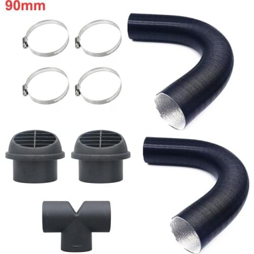 90mm Air Pipe Hose Line Heater Air Vent Outlet flat with T Piece Connector Set For Diesel Heater for Webasto Dometic Planer