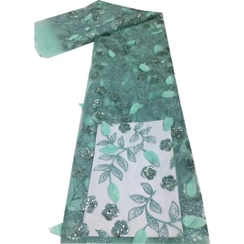 SJ Lace African 3D Lace Fabric 2021 High Quality Lace French Lace Fabric With Sequins Nigerian Lace Fabrics For Wedding xc3-77