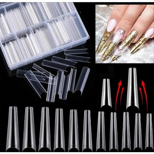 Extra Long Square False Nail Tips Art French Denim fake Nails Manicure Nail Art Decoration Tools Artificial Acrylic Fake Nails