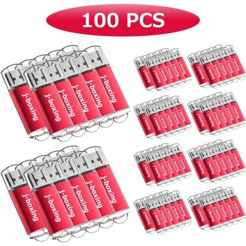 J-boxing USB Flash Drive Rectangle 1GB-32GB Flash Pen Drive 100PCS Memory Stick for PC Laptop Tablet Macbook Full Capacity Red