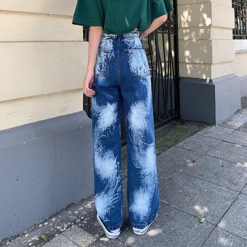 Vintage Heart Printed Y2K Baggy Jeans Women High Waist Harajuku Aesthetic Mom Jeans Denim Streetwear Trousers