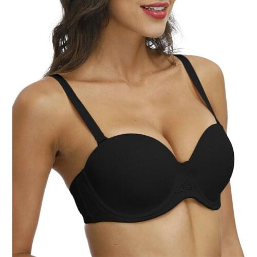 Vgplay 3/4 Cup Women Bra Plus Size Sexy Thin Cup Push Up Underwear Strapless Bra Without Straps Lingerie 32-44 Size E F G H Cup