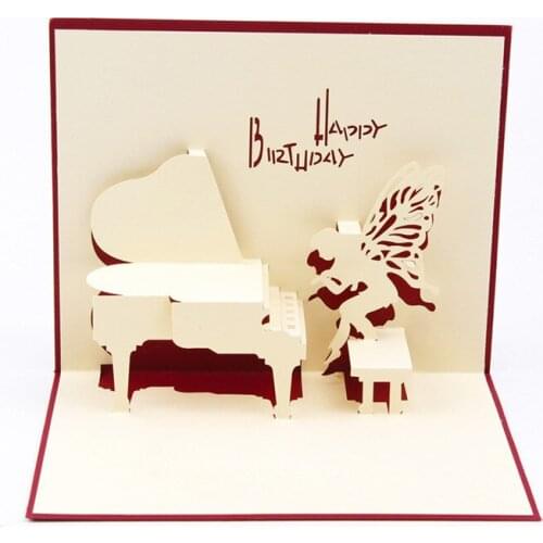 1Pcs Multicolor 3D Pop Up Card With Vintage For Best Wishes Of Birthday/New Year Greeting Card Valentines Gift