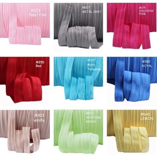 Wholesale 80 different colors foe in stock, 100 yards/color/roll 5/8 inch solid color fold over elastic for hairbands