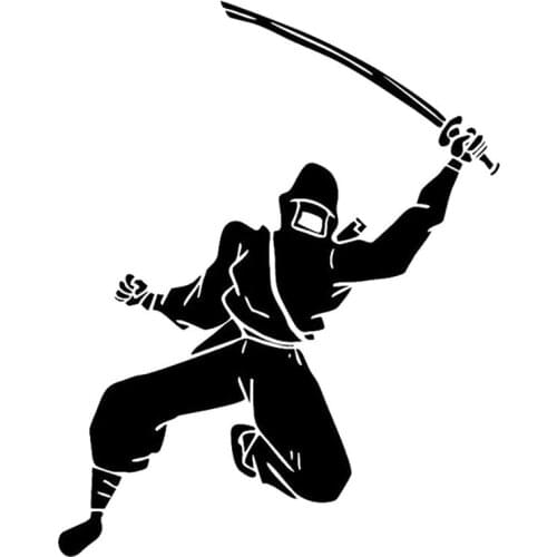11.1cm*14.1cm Cartoon Ninja Samurai Warrior Sword Strike Weapon Vinyl Car Sticker Car-styling Black/Silver S6-4029
