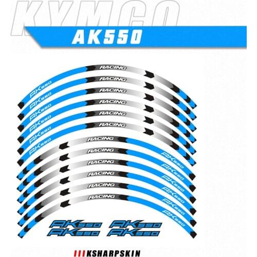 12 Strips Motorcycle Reflective decals Wheels Moto Rim Stickers decoration Styling protection rim sticker For KYMCO AK550 ak 550