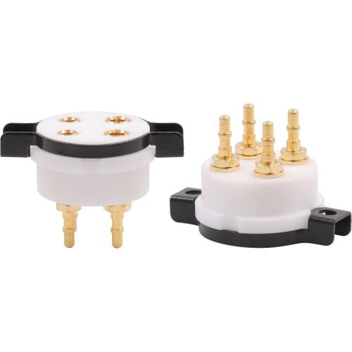 2 Piece 4PIN Valve Seat Beryllium Copper Gold-plated 4 Pin Tube Socket 101D 2A3 300B Bile Seat For EIZZ CMC