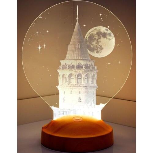 3D Night Light For Historical Places Istanbul Galata Tower Figured House Room Ornament Led Lamp Constellation