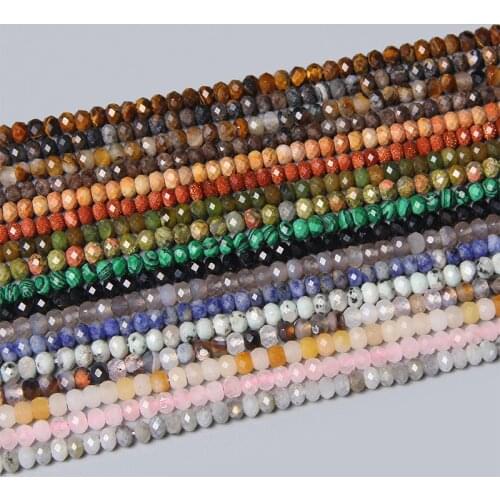 4x6mm Faceted Round Flat Disk Loose Natural Agates Crystal Jades Stone Spacer Beads Charm For Jewelry Making Accessory Handmade