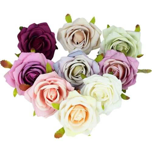 5/10pcs Silk Rose Flower Head for Weeding Party Decoration DIY Wreath Scprapbook Supplies Home Artificial Flower