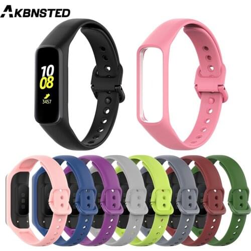 AKBNSTED For Samsung Galaxy Fit 2 SM-R220 Soft Silicone Sport Strap For Samsung Galaxy Fit 2 Smart Watch Colorful Wristband