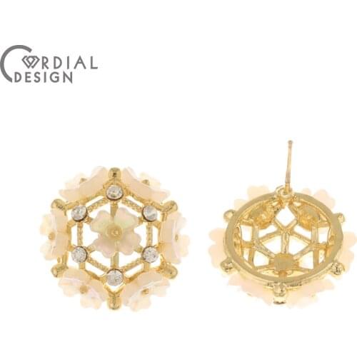 Cordial Design 50Pcs 18*18MM Jewelry Accessories/Earring Findings/Flower Shape/Hand Made/DIY Making/Rhinestone Earrings Stud