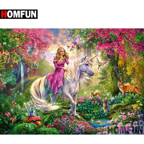 HOMFUN Full Square/Round Drill 5D DIY Diamond Painting "Beauty horse" Embroidery Cross Stitch 3D Home Decor Gift A11501