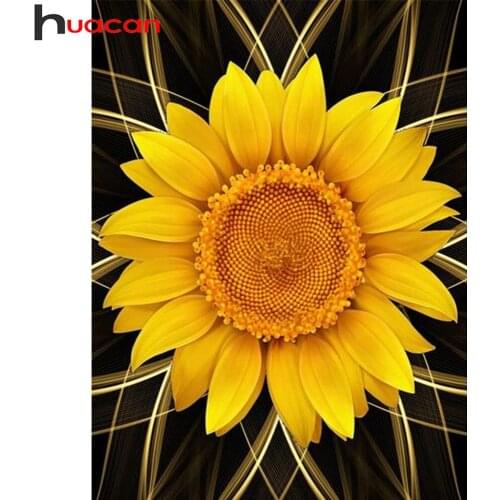 Huacan Diamond Art Painting Embroidery Sunflower DIY Decor Diamond Mosaic Floral Cross Stitch Wall Sticker