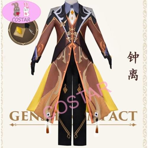 Anime!Genshin Impact Zhongli Morax Game Suit Gorgeous Uniform Cosplay Costume Halloween Party Role Play Outfit For Men S-XXL NEW