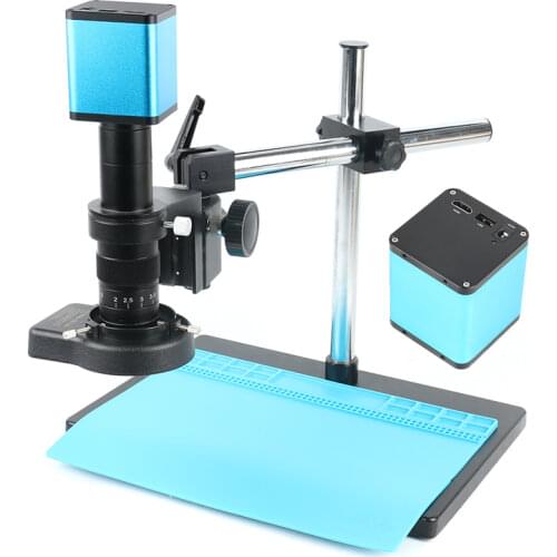 Autofocus SONY IMX290 HDMI Industry Video Microscope Camera Set + 180X C Mount Lens + Stand + 144 LED Ring Light + 10.1" LCD