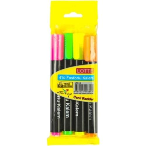 Free Delivery Lotte 4 Pcs Pink/Yellow/Green/Orange Highlighter Marking Pen Made In Turkey Homework note Reading Designations 2021 Trend