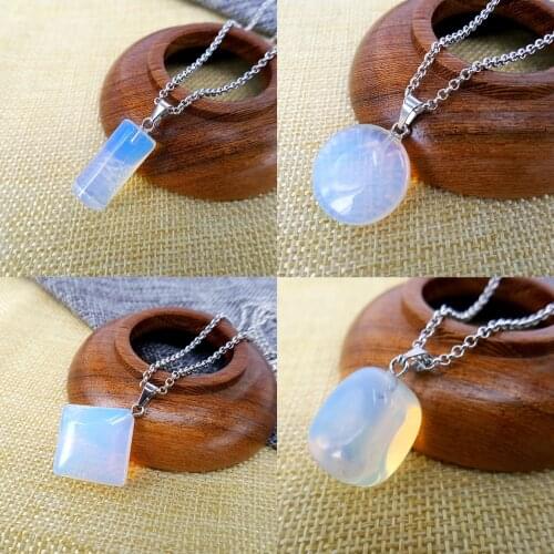 Natural stones Clavicle chain shiny crystal opal pendant necklace Male and female banquet party clothing matching accessories