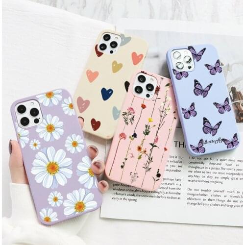 For iPhone 11 12 Pro Max Case Soft TPU Shockproof Phone Cover For iPhone 11Pro 11ProMax 12Mini Flower Protective Coque Shell Bag