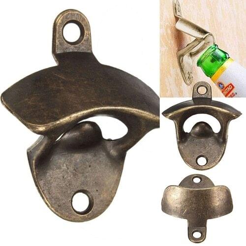 Cast Iron Kitchen Bottle Open Wall Mount Opener Rustic Beer Bronze Decorator