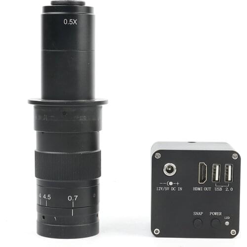 12MP 1080P 60FPS 4K FHD HDMI Digital Industrial Video Microscope Video Image Storage UI Measurement Scale 180X 300X C Mount Lens