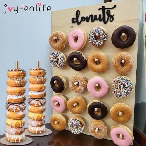 Wooden Donut Wall Stand Doughnut Holder Baby Shower Kid Birthday Party Decor Donut Party Decoration Wedding Event Party Supplies