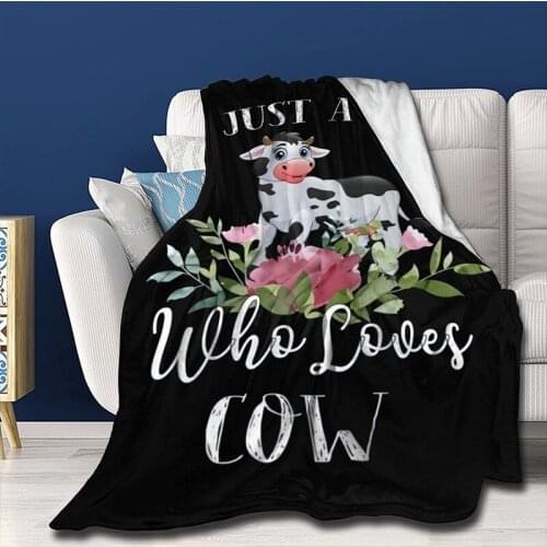 Just A Girl Who Loves Cow Flannel Blanket Soft Cozy Throw Blanket Fit Couch Sofa Suitable for All Season Blanket for Adults