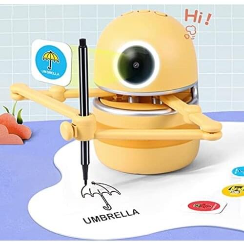 Intelligent Automatic Drawing Robot Yellow Painting Math Spelling Robot USB Rechargeable Educational Robot Toy Unique Kid Gift