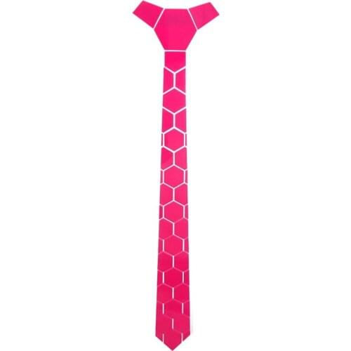 Classic Design Shiny Pink Acrylic Neckties Summer Day Slim Fit Men Luxury Hexagon Ties Glossy Mirror All Match Accessory