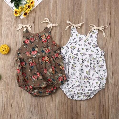 Citgeett Newborn Baby Infant Girls Summer Clothes Sleeveless Floral Bodysuit Jumpsuit Sunsuit Casual Outfits