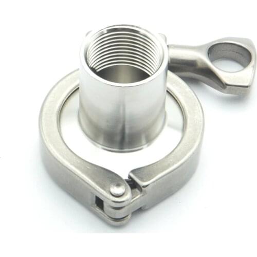 304 Stainless Steel Sanitary Pipe Fitting Set 1/2" BSP Female Thread Ferrule + 1.5" Tri Clamp + Silicon Gasket + End Cap