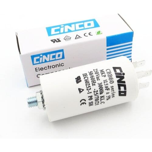 12.5MFD 250VAC CBB60 Motor Run Capacitors Polypropylene Film Ac 250V 220V Water Pump electrical Capasitor engine 12.5uf 12.5mf