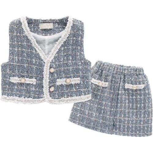 DFXD Fashion Fall Fragrance Princess Suit Set 2019 New Big Girls Sleeveless Waistcoat+Skirt Two Piece Girls Party Clothing Sets