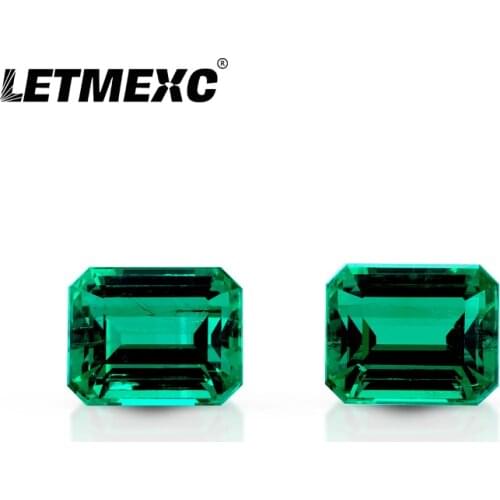 Letmexc Lab Grown Columbia Emerald Gemstone VVS Excellent Emerald Cut Top Quality for Custom Jewelry