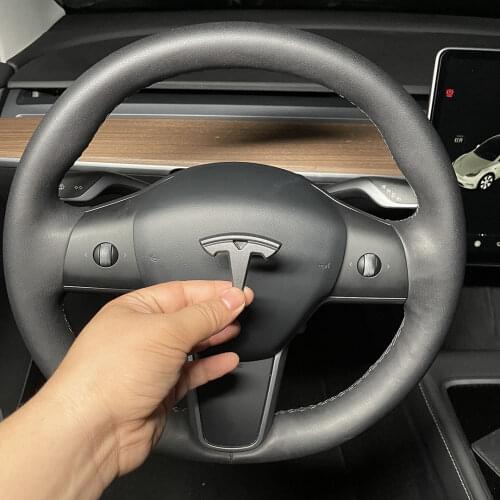 PUSAM Matte Black for Tesla model 3 Y S X Auto Logos Steering Wheel Patch Decoration Modified Accessories Tail Box Logo 18-21