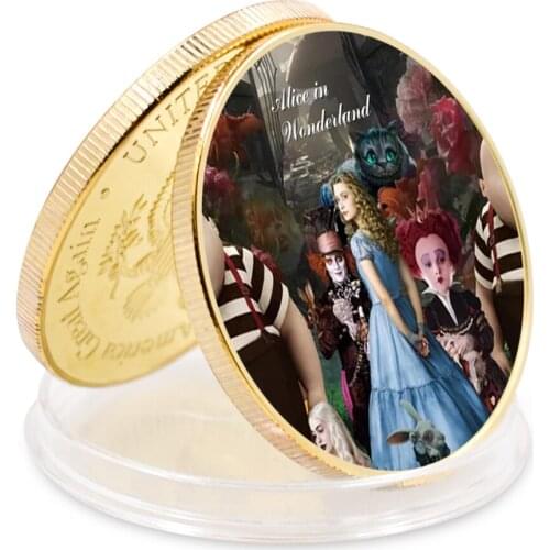 Challenge Coin Alice Gold Plated Coin Holiday Gift Art Craft Gift Holiday Valentines Day Present