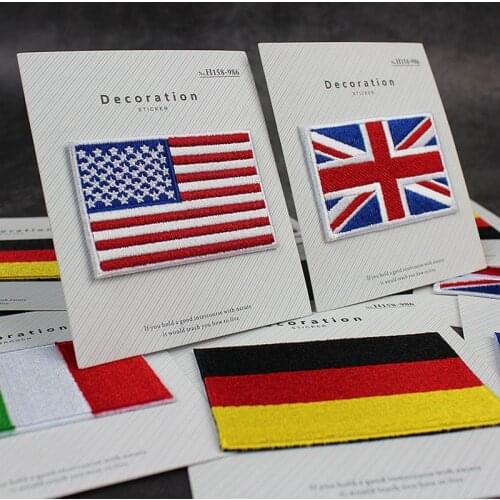 1 PCS United States United Kingdom Italy France Germany Small Size Flag stickers Embroidery Badges Iron on Patch for Clothes DIY