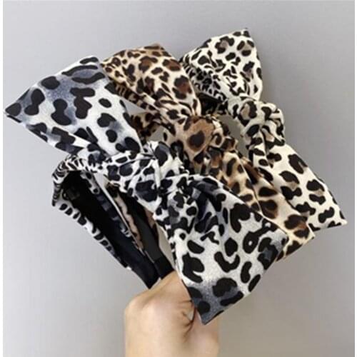 Leopard Print Headband Women Wide Animal Bees Print Hairband for Adults Sexy Head Band Not Slip Hairband Girls Bow Hairband Hoop