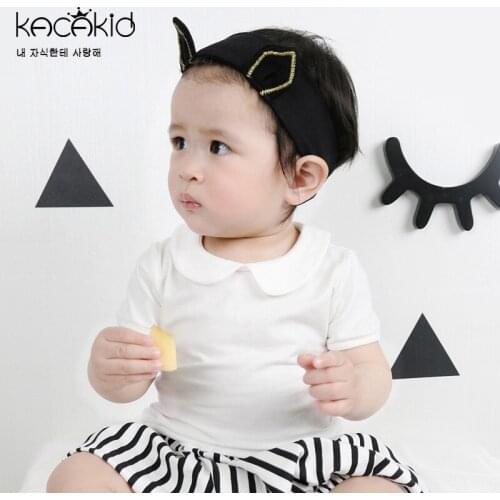 KACAKID Baby Girls T Shirts Turn Collar Solid Kid Girls T-Shirts 100% Cotton High Quality Children Girls T Shirts Summer ka3340