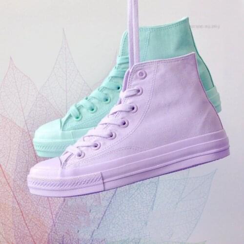 Purple girl Yuanyang matching color canvas shoes Korean version of students foreign style board shoes spring and autumn high-top