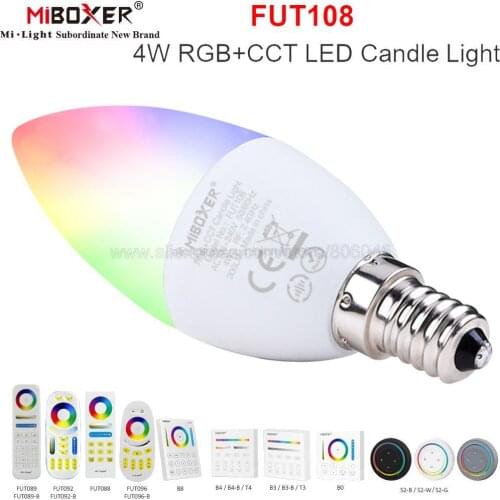 MiBoxer FUT108 4W E14 RGB+CCT LED Candle Light AC 110V 220V Full Color Smart Bulb WiFi Remote Alexa Google Home Voice Control