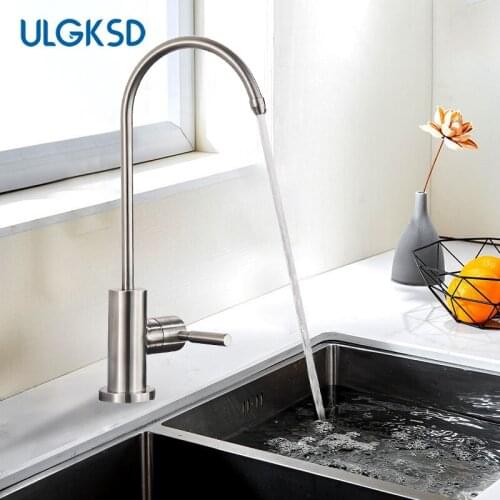 Brushed Nickel Stainless Steel Kitchen Faucet Rotatable Mixer Tap Single Cold Water Single Handle Deck Mount Ceramic Valve Crane