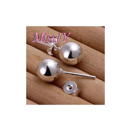 Simple Fashion Style Silver plated 10mm Bead Earrings Jewellery mens 1Pair of earrings