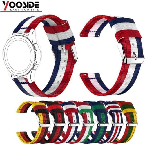 22mm Woven Nylon Band Sport Strap Wristband for Samsung Gear S3 Frontier/Classic World Flag Stripe Design