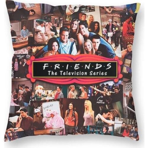 Retro Vintage Friends Collage Cushion Cover Two Side Printing Classic TV Show Floor Pillow Case Sofa Cool Pillowcase Decoration